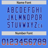 Custom Powder Blue Royal and Orange Sides Gradient Fashion Personalized Team Football Jersey