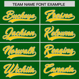 Custom Kelly Green Gold Sides Gradient Fashion Personalized Team Football Jersey