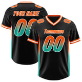 Custom Black Orange and Bright Green Sides Gradient Fashion Personalized Team Football Jersey