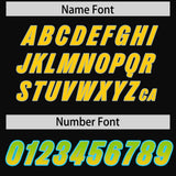 Custom Black Neon Green and Gold Sides Gradient Fashion Personalized Team Football Jersey