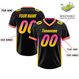 Custom Black Pink and Gold Sides Gradient Fashion Personalized Team Football Jersey