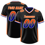 Custom Black Royal and Orange Sides Gradient Fashion Personalized Team Football Jersey
