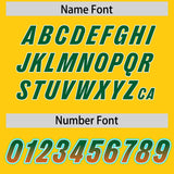 Custom Gold Kelly Green and Orange Sides Gradient Fashion Personalized Team Football Jersey
