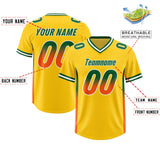 Custom Gold Kelly Green and Orange Sides Gradient Fashion Personalized Team Football Jersey