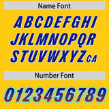 Custom Gold Royal and Red Sides Gradient Fashion Personalized Team Football Jersey