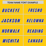 Custom Gold Royal and Orange Sides Gradient Fashion Personalized Team Football Jersey