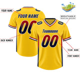 Custom Gold Red and Navy Sides Gradient Fashion Personalized Team Football Jersey