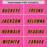 Custom Pink Neon Green and Gold Sides Gradient Fashion Personalized Team Football Jersey