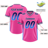 Custom Pink Purple and Powder Blue Sides Gradient Fashion Personalized Team Football Jersey