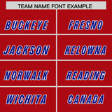 Custom Red Royal and Pink Sides Gradient Fashion Personalized Team Football Jersey