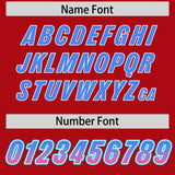 Custom Red Powder Blue and Pink Sides Gradient Fashion Personalized Team Football Jersey