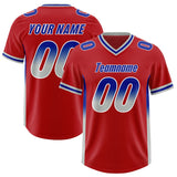 Custom Red Royal and Gray Sides Gradient Fashion Personalized Team Football Jersey