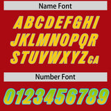 Custom Red Neon Green and Gold Sides Gradient Fashion Personalized Team Football Jersey