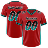 Custom Red Black and Aqua Sides Gradient Fashion Personalized Team Football Jersey