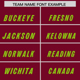 Custom Cardinal Neon Green and Gold Sides Gradient Fashion Personalized Team Football Jersey