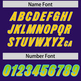 Custom Purple Neon Green and Gold Sides Gradient Fashion Personalized Team Football Jersey