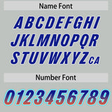 Custom Gray Royal and Orange Sides Gradient Fashion Personalized Team Football Jersey