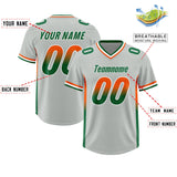 Custom Gray Orange and Kelly Green Sides Gradient Fashion Personalized Team Football Jersey