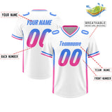 Custom White Powder Blue and Pink Sides Gradient Fashion Personalized Team Football Jersey