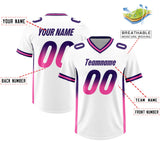 Custom White Purple and Pink Sides Gradient Fashion Personalized Team Football Jersey