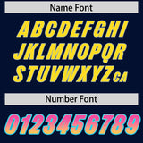 Custom Navy Pink and Gold Sides Gradient Fashion Personalized Team Football Jersey