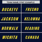 Custom Navy Pink and Gold Sides Gradient Fashion Personalized Team Football Jersey