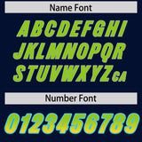 Custom Navy Neon Green and Gold Sides Gradient Fashion Personalized Team Football Jersey