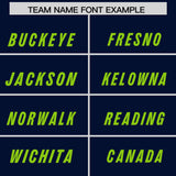 Custom Navy Neon Green and Gold Sides Gradient Fashion Personalized Team Football Jersey
