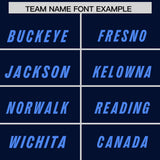 Custom Navy Powder Blue and Bright Green Sides Gradient Fashion Personalized Team Football Jersey