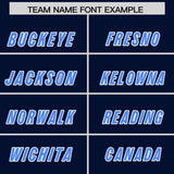 Custom Navy Powder Blue and Pink Sides Gradient Fashion Personalized Team Football Jersey
