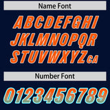 Custom Navy Orange and Bright Green Sides Gradient Fashion Personalized Team Football Jersey