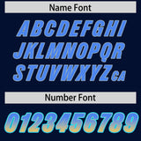 Custom Navy Powder Blue and Gold Sides Gradient Fashion Personalized Team Football Jersey