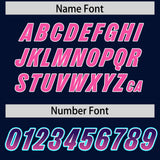 Custom Navy Purple and Pink Sides Gradient Fashion Personalized Team Football Jersey