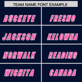 Custom Navy Purple and Pink Sides Gradient Fashion Personalized Team Football Jersey