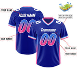 Custom Royal Powder Blue and Pink Sides Gradient Fashion Personalized Team Football Jersey