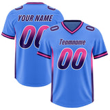 Custom Powder Blue Pink and Purple Sides Gradient Fashion Personalized Team Football Jersey