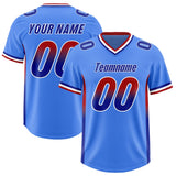 Custom Powder Blue Red and Royal Sides Gradient Fashion Personalized Team Football Jersey