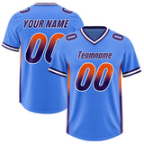 Custom Powder Blue Orange and Purple Sides Gradient Fashion Personalized Team Football Jersey