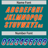 Custom Aqua Royal and Orange Sides Gradient Fashion Personalized Team Football Jersey