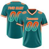 Custom Aqua Orange and Bright Green Sides Gradient Fashion Personalized Team Football Jersey