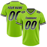 Custom Neon Green Black and White Sides Gradient Fashion Personalized Team Football Jersey