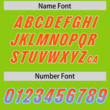 Custom Neon Green Orange and Powder Blue Sides Gradient Fashion Personalized Team Football Jersey