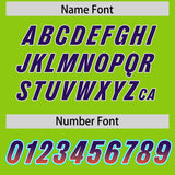 Custom Neon Green Purple and Orange Sides Gradient Fashion Personalized Team Football Jersey