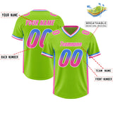 Custom Neon Green Powder Blue and Pink Sides Gradient Fashion Personalized Team Football Jersey