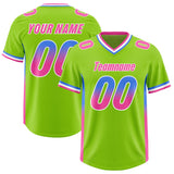 Custom Neon Green Powder Blue and Pink Sides Gradient Fashion Personalized Team Football Jersey