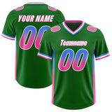 Custom Kelly Green Powder Blue and Pink Sides Gradient Fashion Personalized Team Football Jersey