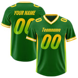 Custom Kelly Green Gold Sides Gradient Fashion Personalized Team Football Jersey