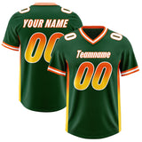 Custom Green Orange and Gold Sides Gradient Fashion Personalized Team Football Jersey