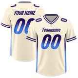 Custom Cream Purple and Powder Blue Sides Gradient Fashion Personalized Team Football Jersey