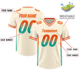 Custom Cream Orange and Bright Green Sides Gradient Fashion Personalized Team Football Jersey